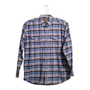 Larry Mahan Cowboy Collection Plaid Long Sleeve Cotton Button Down Shirt Sz L